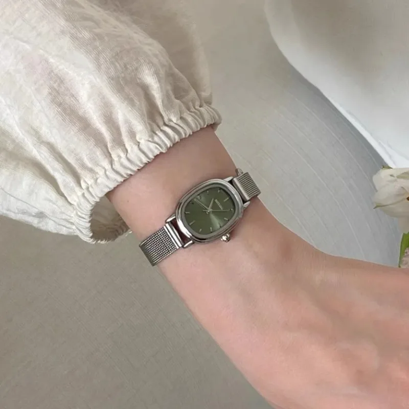 Ladies Luxury Watch - Piccolo quadrante ovale verde orologio semplice