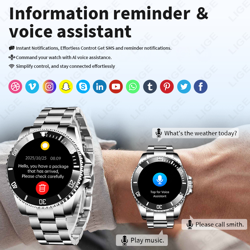 LIGE 2026 Smartwatch con Scher - Luxury Watch Arabic recensione e prezzo