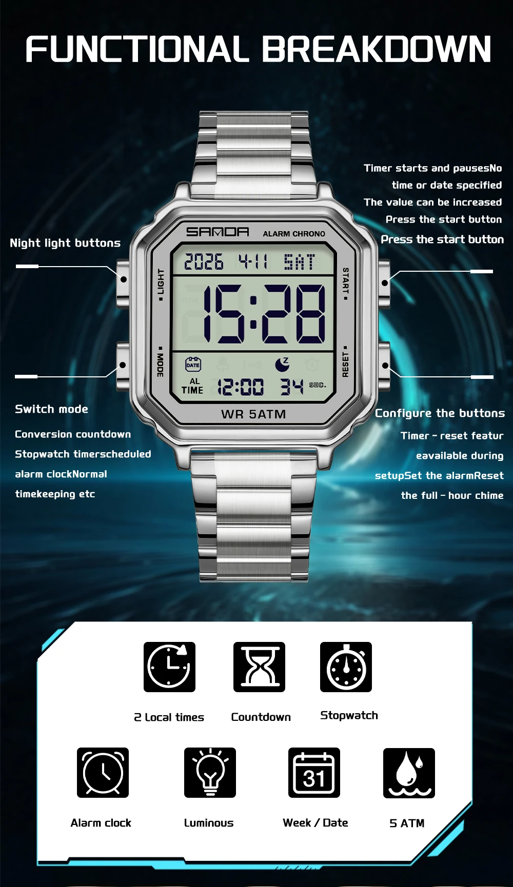 SANDA 6379 Orologio Elettronic - Luxury Watch Tier recensione e prezzo